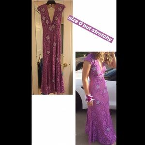 Purple, Lace, Beaded Prom Dress
